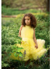 Yellow Tulle Ruffles Flower Girl Dress Birthday Party Dress